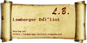 Lemberger Bálint névjegykártya